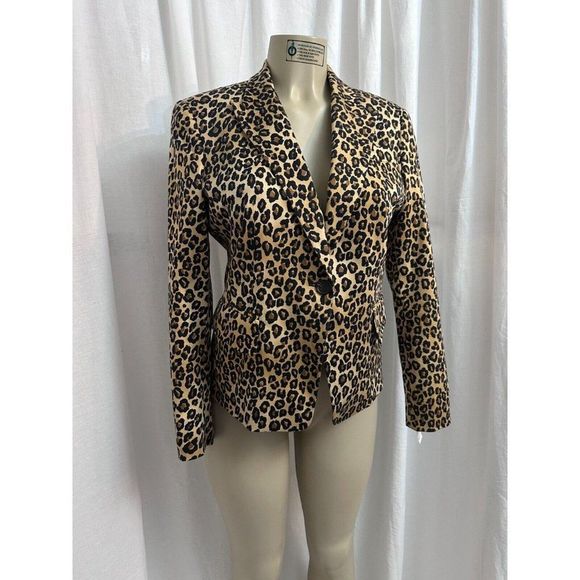Michael Kors Women's Designer Leopard Blazer  Brown/Black Lined Size 6  #1170 - Picture 8 of 14